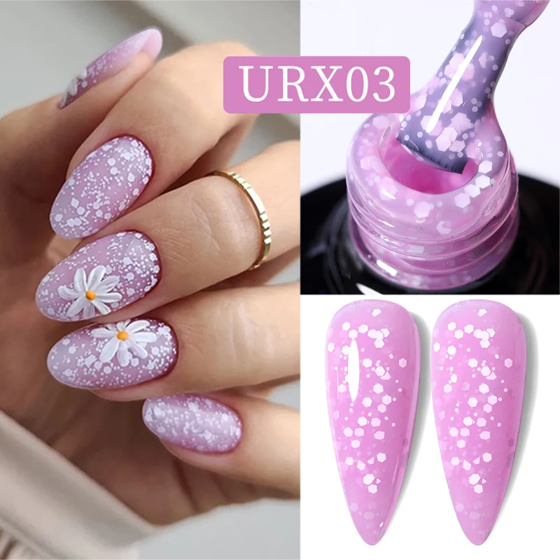 UR SUGAR 7ml Glitter Gel smalto per unghie Semi permanente fiocco di neve bianco viola neve paillettes Soak Off UV Nails Art vernice Manicure