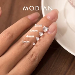 Modian Charm Hearts Earring 100% 925 Sterling Silver Cubic Zirconia Exquisite Stud Earrings For Women Wedding Fine Jewelry