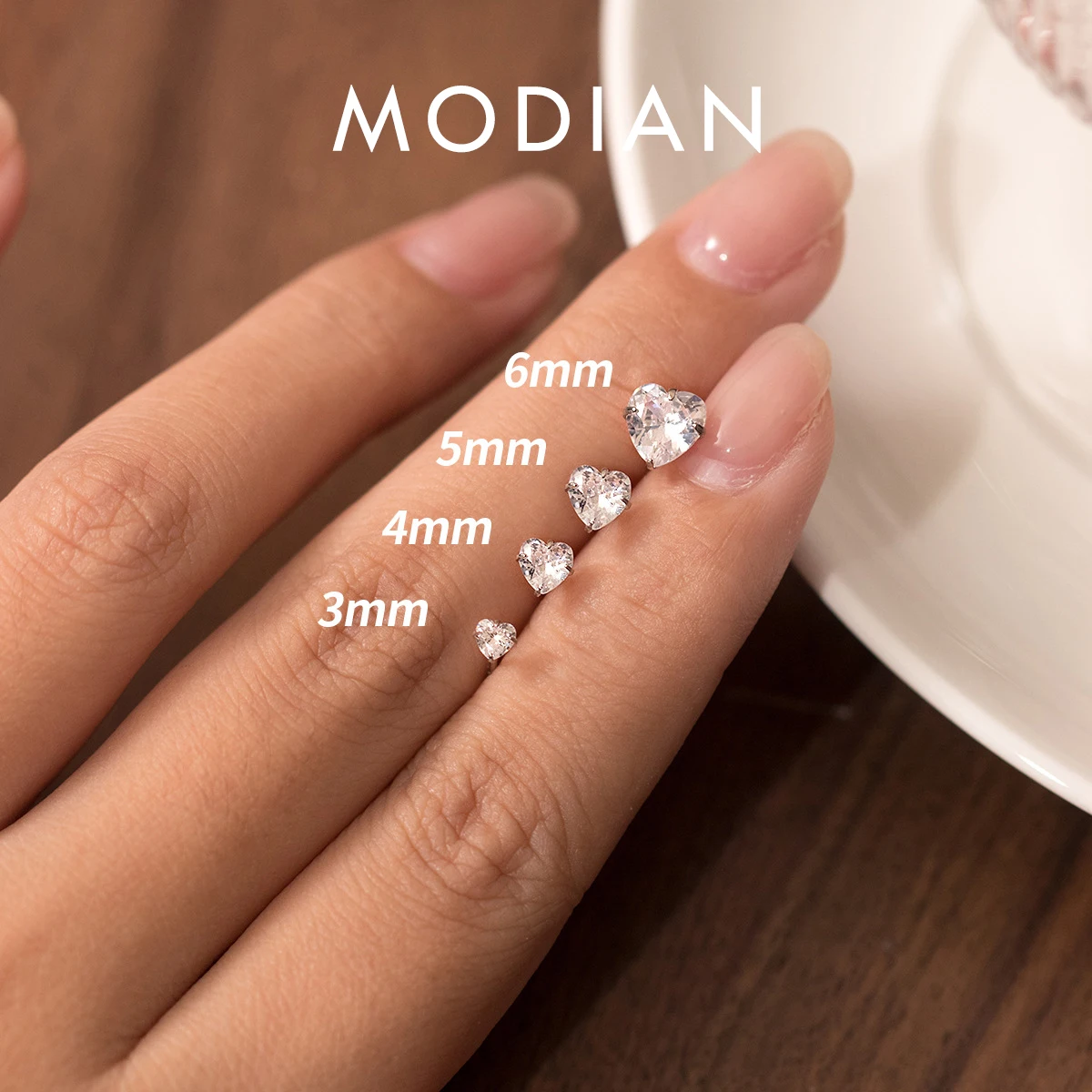 Modian Charm Hearts Earring 100% 925 Sterling Silver Cubic Zirconia Exquisite Stud Earrings For Women Wedding Fine Jewelry