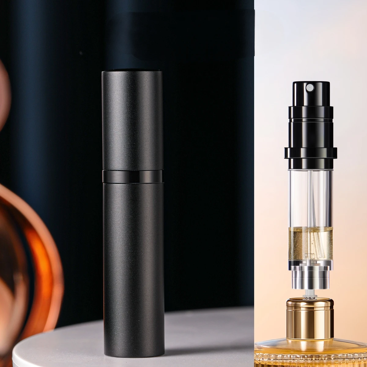 2 uds 5ml negro mate Mini fondo recarga Perfume Spray dispensador botellas esmerilado cosmético recargable Spray atomizador portátil