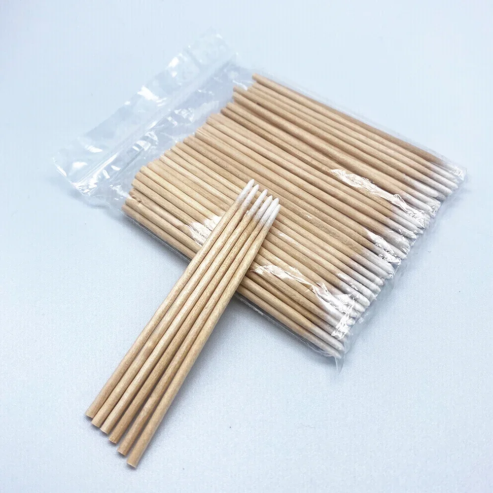 Wood Cotton Swab Cosmetics Permanent Makeup Health Medical Ear Jewelry Clean Sticks Buds Tip Wood Cotton Head Swab 100pcs/bag