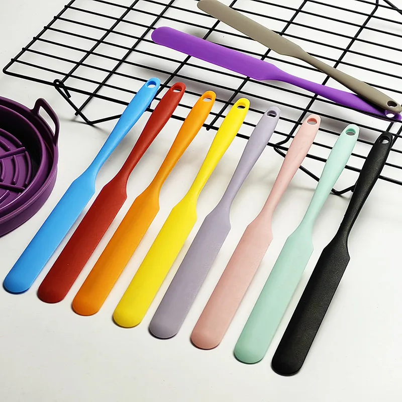 

5pcs Small all-in-one Macarone Silicone Long Spatula Food Grade Easy to Clean Cream Long Spatula Household Baking Tool