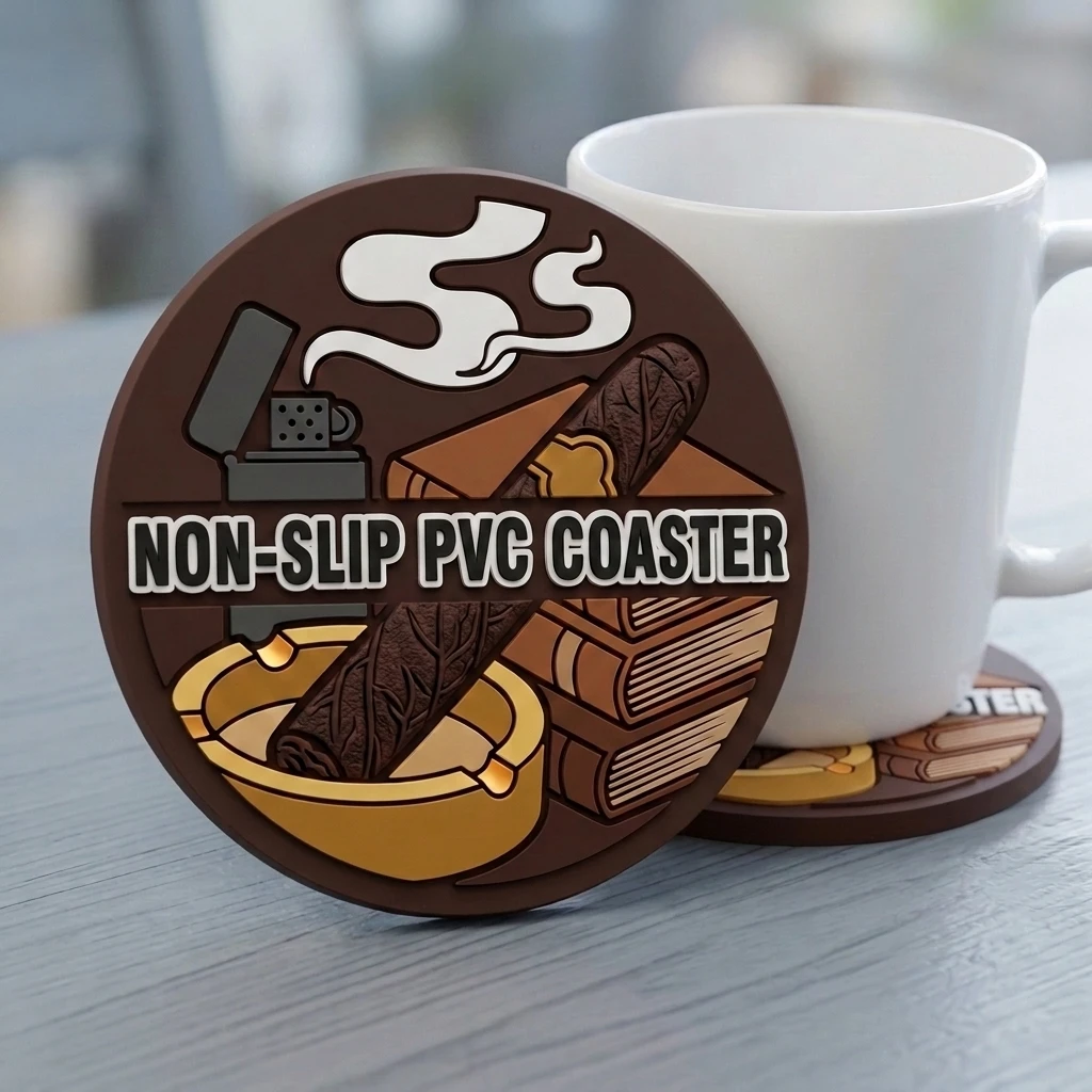 Custom Logo Print PVC Round Drink Coaster Personalized Non‑Slip Cup Pad Heat Proof Table Decor Home Party Favor Gift