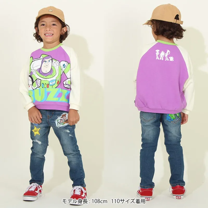 Disney Buzz Shirts Japan Style Jessie Children's Clothing Kids Hoodie Aliens Cartoon Cute Tops Woody Long Sleeved T-shirt