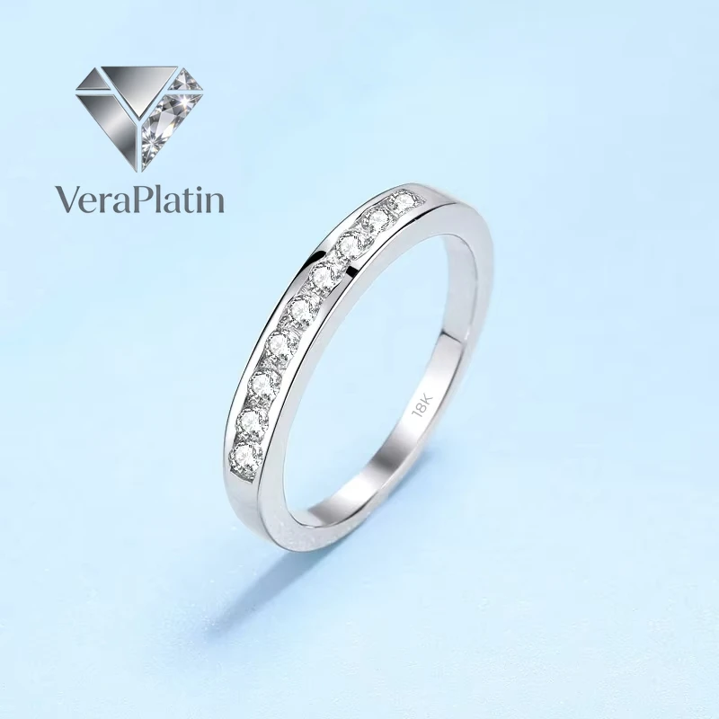 

VeraPlatin Engagement Women 18K White Gold Wedding Band 0.27CT Moissanite Diamond Girl Birthday Gift Fine Jewelry Daughter Valen