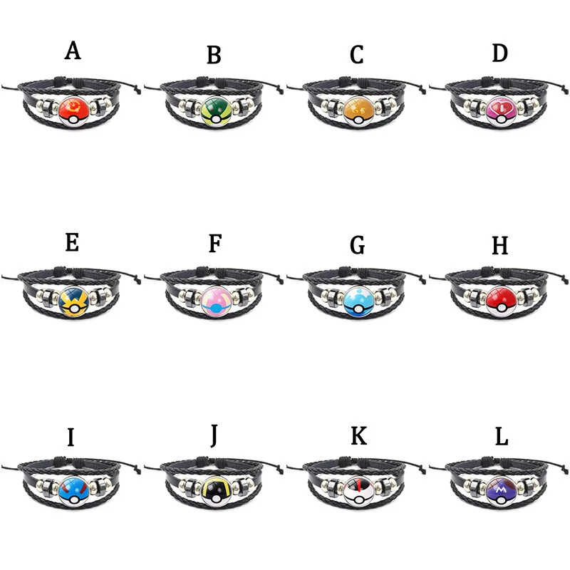 Anime Poke Ball Handmade Multi Layer Woven Bracelet Anime Surrounding Time Gem Fashion Handicrafts Wholesale