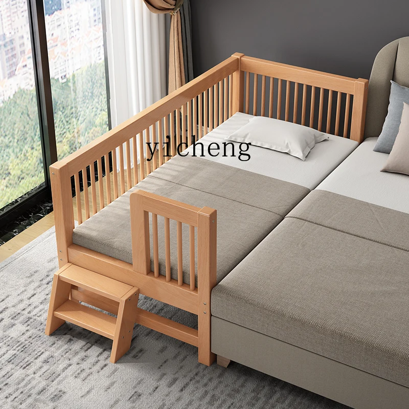 Cama de costura de haya XL para niños, cuna de madera maciza, cama de costura ensanchada