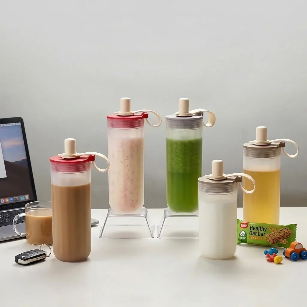 Leak-proof Straw Water Cup Clear Plastic Water Bottle Tumbler For Kids Students Portable Cold And Hot Drinking Cup With Handle