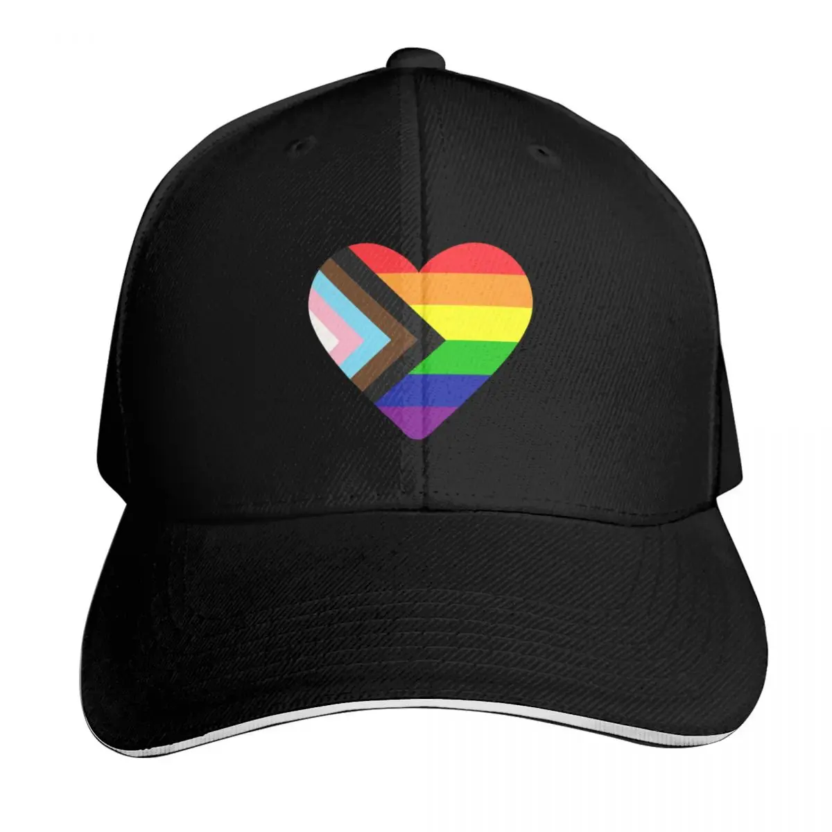Progress Pride Flag Heart Baseball Cap Lightweight Packable Gift for Him Her Casual Daily Wear