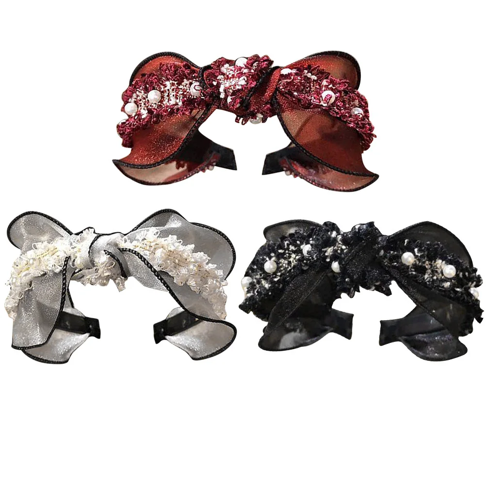 

3pcs Lace Headband High-End Wide Side Hair Hoop For Party Cosplay Masquerade Stage Performance Portable Elegant Design Red White