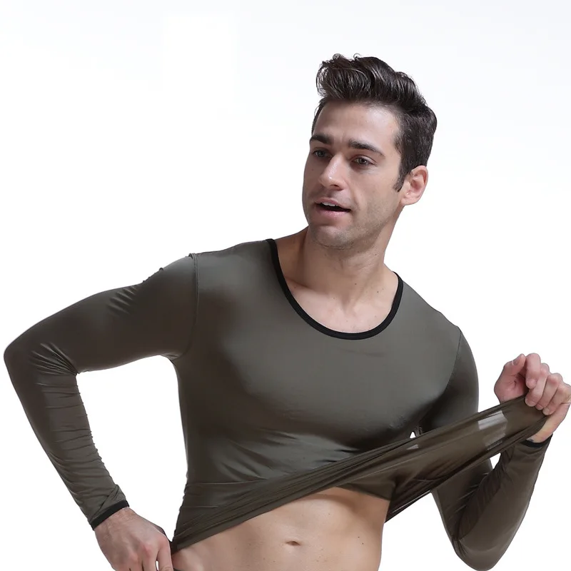 Factory direct sales men's underwear home top ice silk body sculpting bullet fashion autumn clothes 007SY