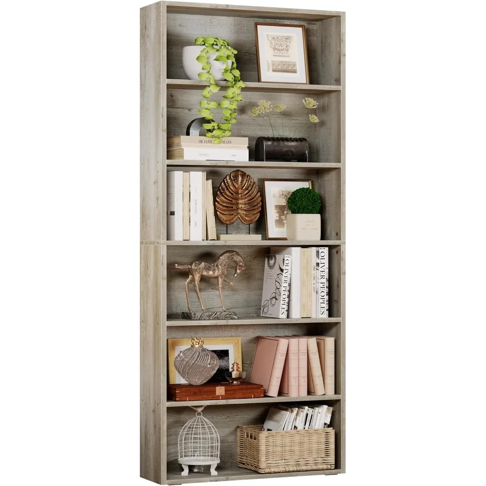 

Bookshelves and Bookcases Floor Standing 6 Tiers Display Storage Shelves 70 in Tall Bookcase Home Decor Furniture