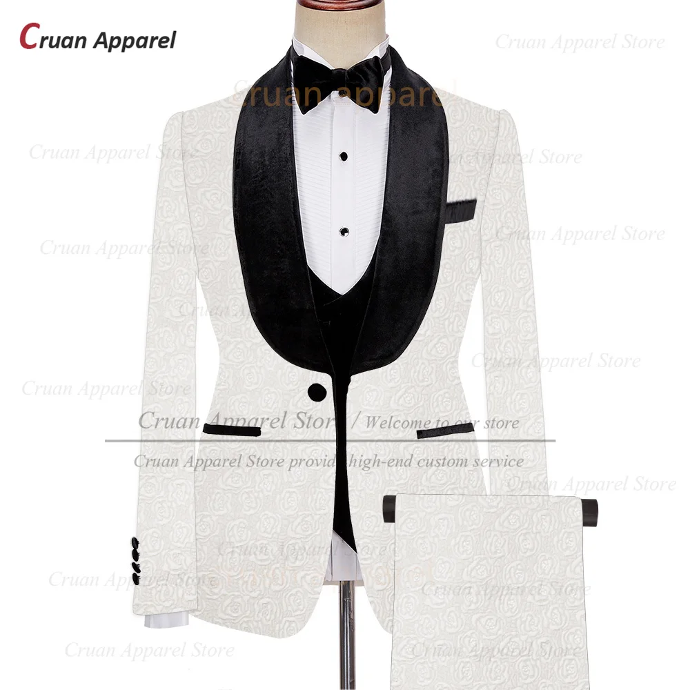 Luxury Men Suit Sets Evening Banquet Tailor-made Fashion Blazer Vest Pants 3 Pieces Wedding Party Groomsman Slim Fit Outfits