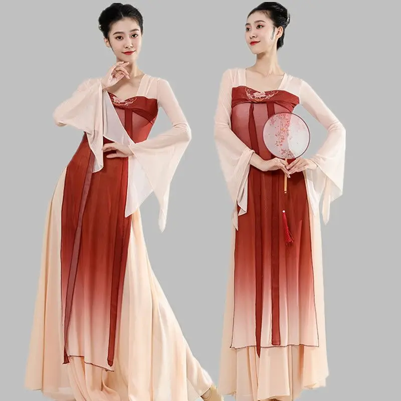 

Classical Dance Costume Women's Ancient Chinese Han Tang Dynasty Chest Length Plus Size Gauze Dress Chinese Dance Performance