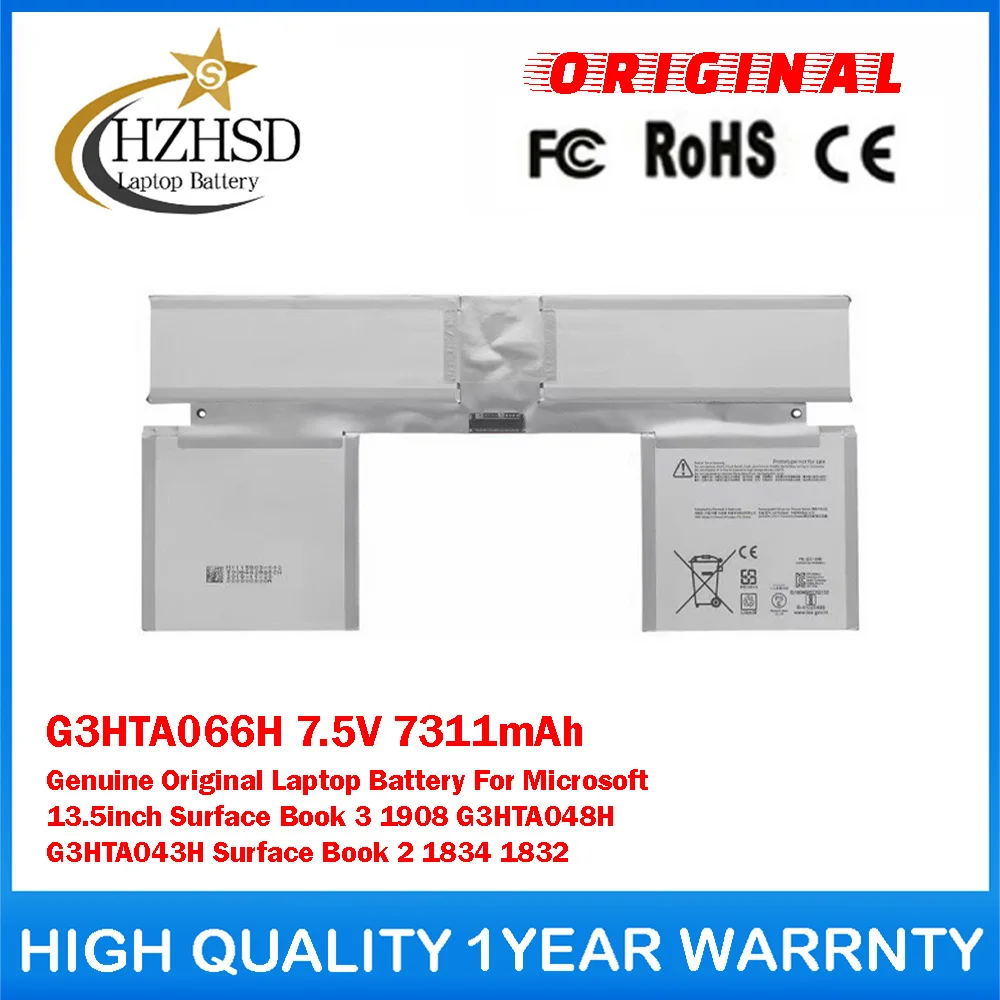 

G3HTA066H 7.5V 7311mAh Genuine Original Laptop Battery For Microsoft 13.5inch Surface Book3 1908 G3HTA048H G3HTA043H Book2 1834