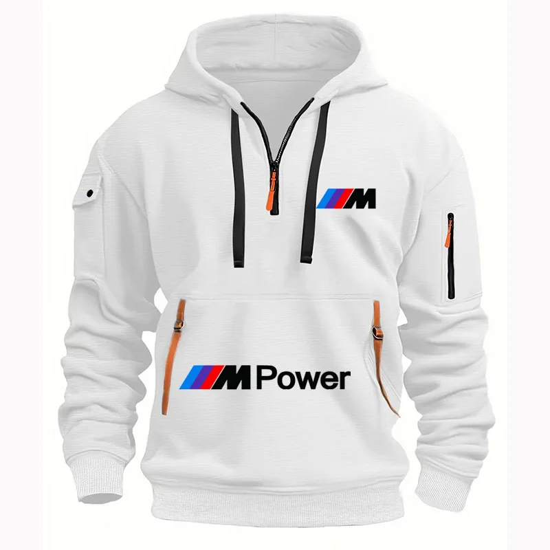 BMW 2024 High Quality Cotton Dropped Shoulder Hooded Sweatshirt Men's Women's plus Size Loose Pullover Fashion Sweatshirt