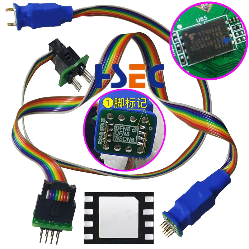 DFN8 QFN8 WSON8 to dip8 Chip Probe Line Read and Write Burning Needle 1.27 6x8 6X5 programmer adapter Test Probe for RT809h...