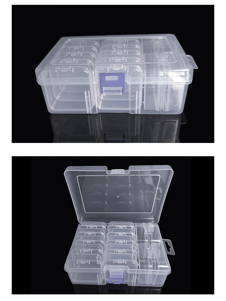 14 Compartments/Set Transparent Plastic Storage Box, DIY Hand-Painted Accessories Storage Box, Multi-Purpose Storage Tool