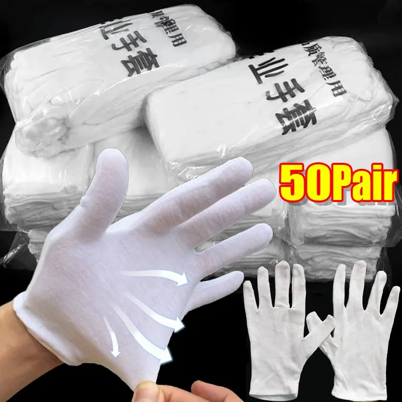 Summer Thin Formal Gloves White Breathable Soft Absorb Sweat Mittens Anti-slip Durable Muti-use Lightweight Work Glove Wholesale