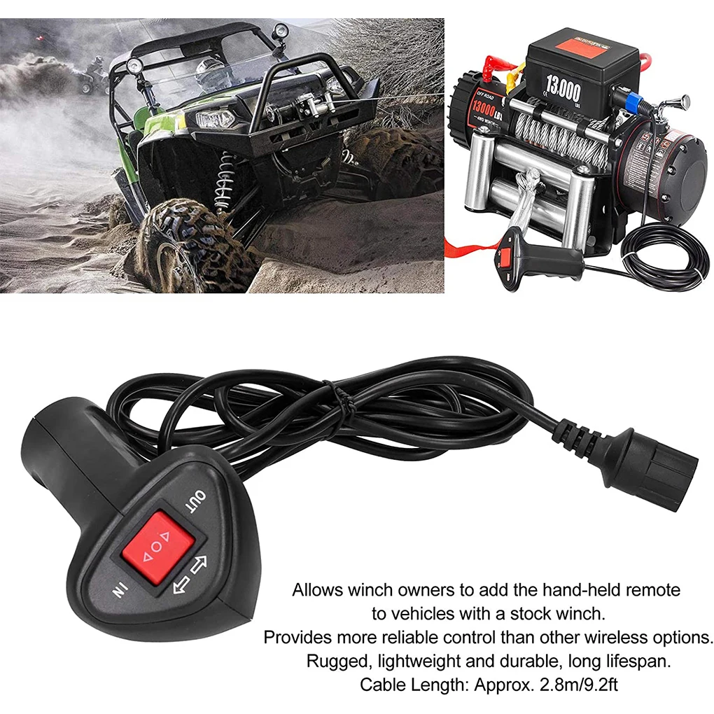 Electric Winch Control Handle 12V Push Button Remote Control Handle Wired Winch Controller Winch Switch Crane Switch