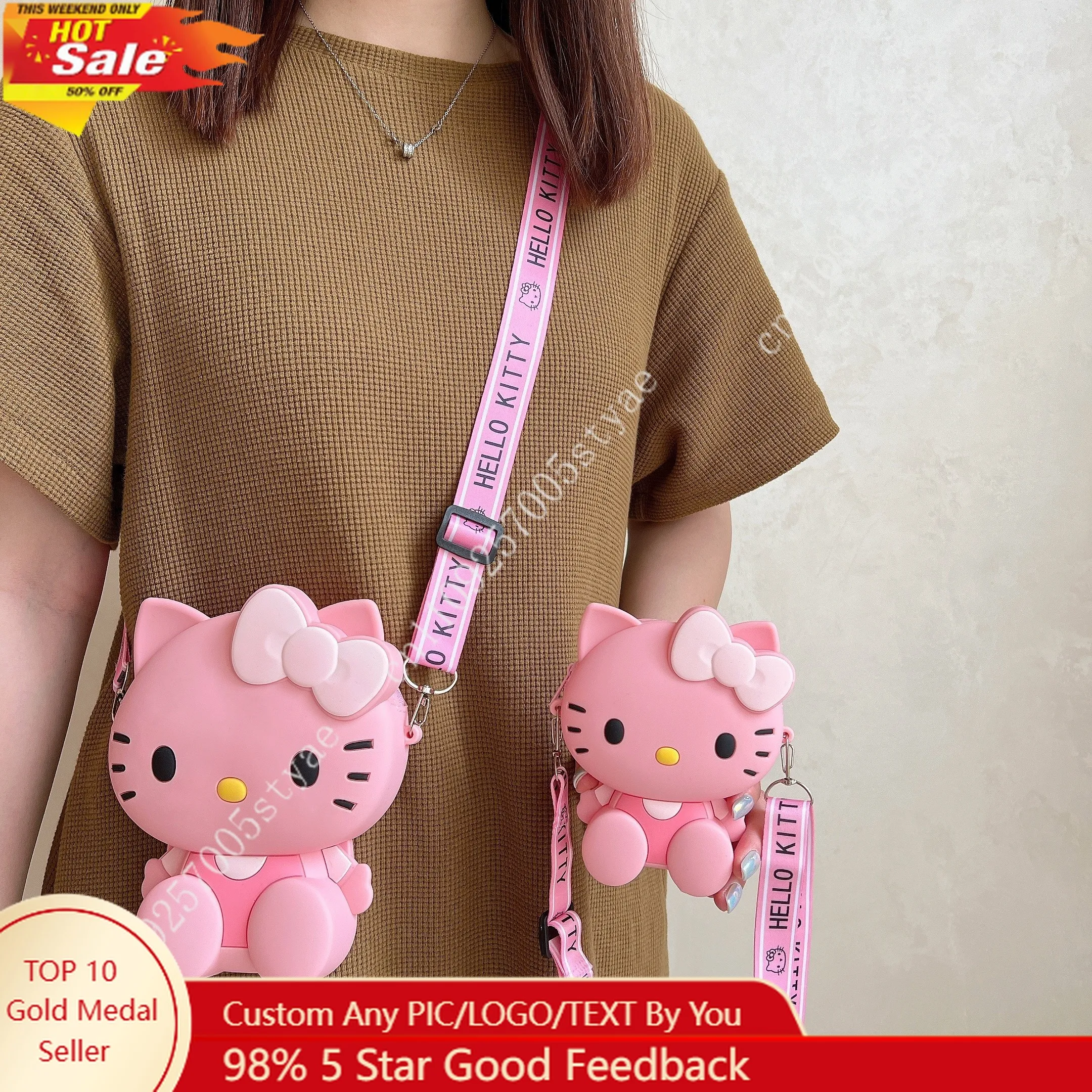 Hello Kitty Coin Purse Hello Kitty Silicone Crossbody Coin Purse 1pc - Ideal for Outdoor Activities Zippered