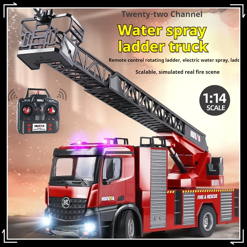 Huina 561 Upgrade Oversized 2.4ghz 9ch Wireless Remote Control 22 Through Fire Engineering Sprinkler Truck 1:14 Boy Toy Gift