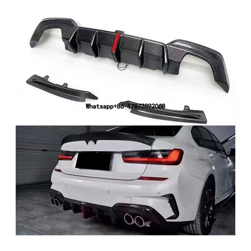 

New for 3 Series G20 Carbon Fiber Rear Diffuser Lip-Bolt-On Retrofit/Upgrade with Universal Fitment
