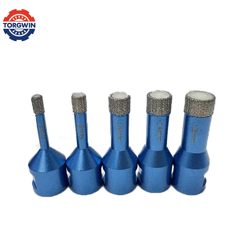 6/8/12/14/16mm Diamond Dry Brazed Drilling Core Bits Set 5Pcs Porcelain Tiles Crowns Drill Bit Granite Marble Hole Saw Tools