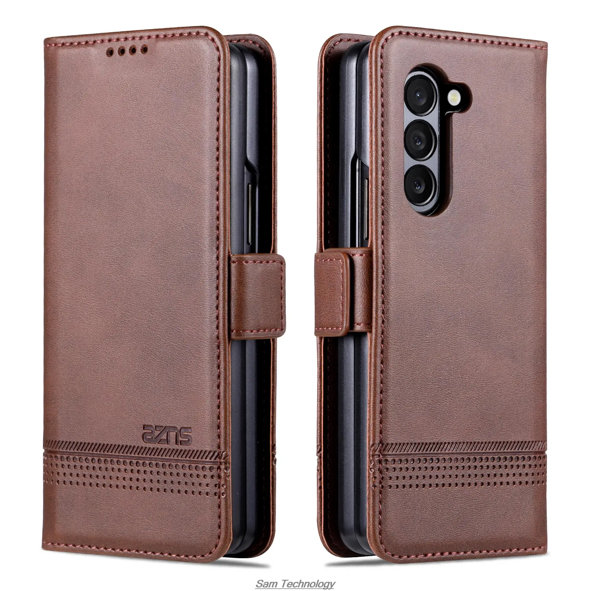

Magnetic Adsorption Leather Fitted Case for Samsung Galaxy Z Fold5 / Z Fold 5 6 7 4 3 5G Flip Cover Protective Case Fundas Coque