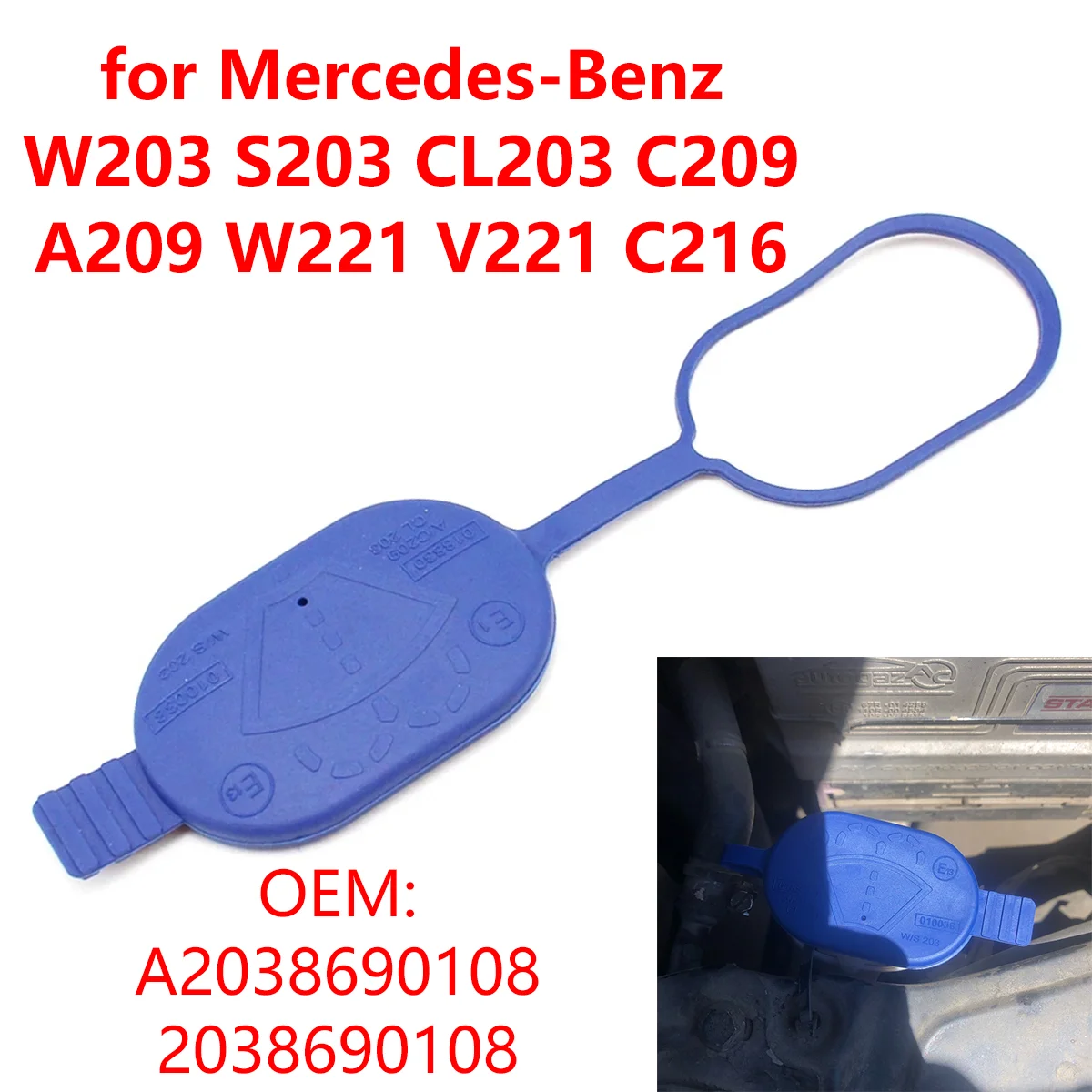 Couvercle de bouchon de réservoir de liquide de lave-glace de voiture, pour mercedes-benz W203 S203