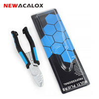 NEWACALOX Multitool Wire Pliers Long Nose Pliers Jewelry Making Hand Tools Wire Cutter Wire Stripper Crimping Tool for Home