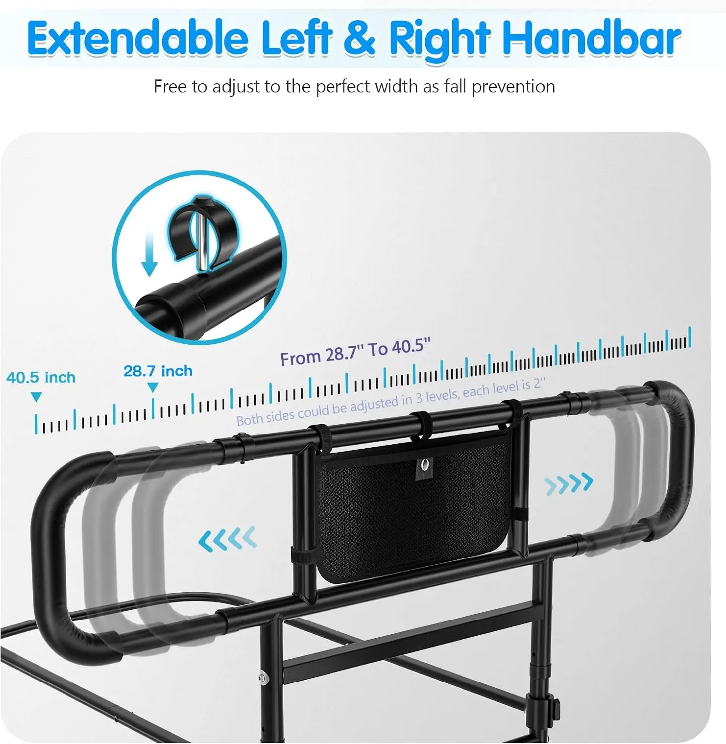 Rieles de seguridad plegables para adultos mayores, rieles de asistencia de cama de alta resistencia, con rieles de protección de cama extensibles, ajustables H