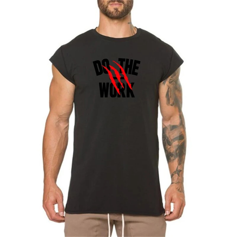 Camiseta deportiva de algodón para hombre, ropa de gimnasio de marca a la moda, camiseta sin mangas informal para Fitness, culturismo, camiseta pequeña de media manga