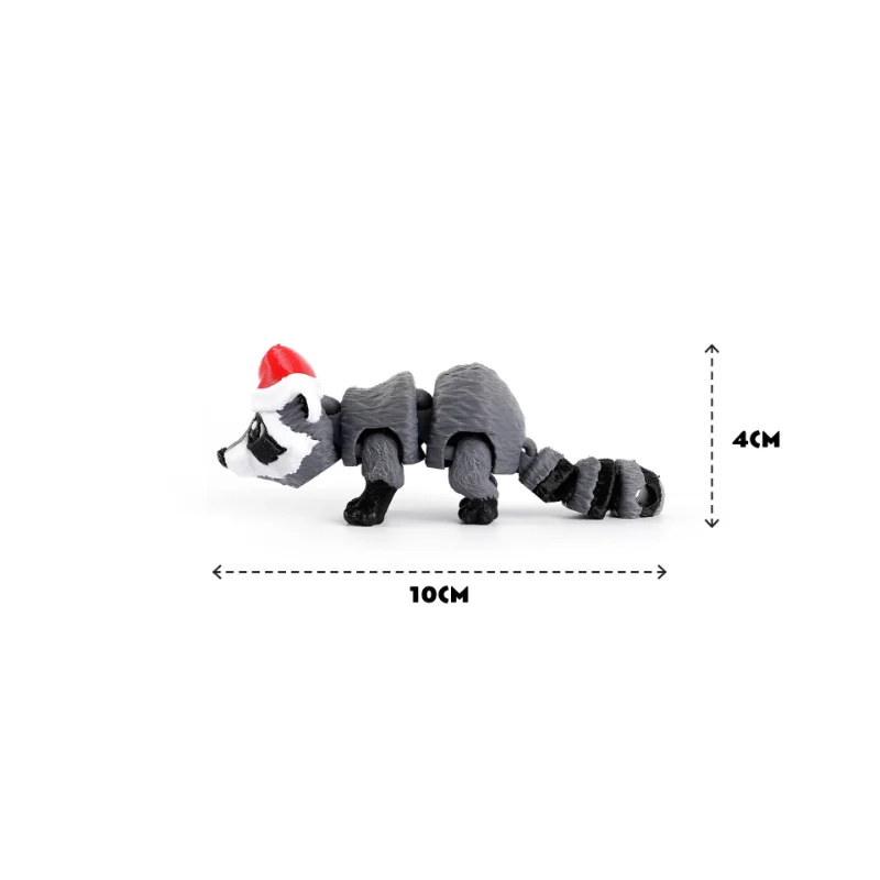 3D Printing Christmas Raccoon New Pendant Ornament Figurine Model Simulation Toy Gift for Boys and Girls Funny Toys 1pcs