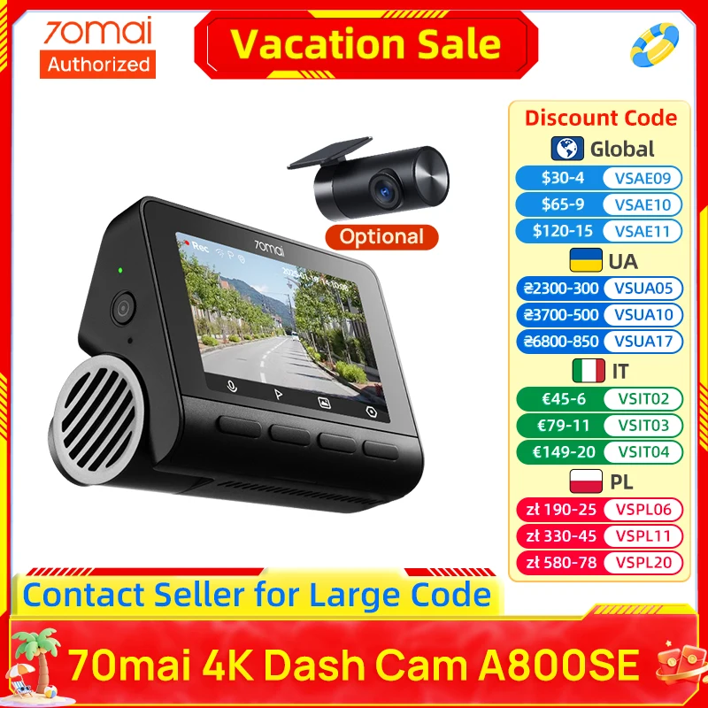 70mai A800SE 4K Car DVR with Night Vision