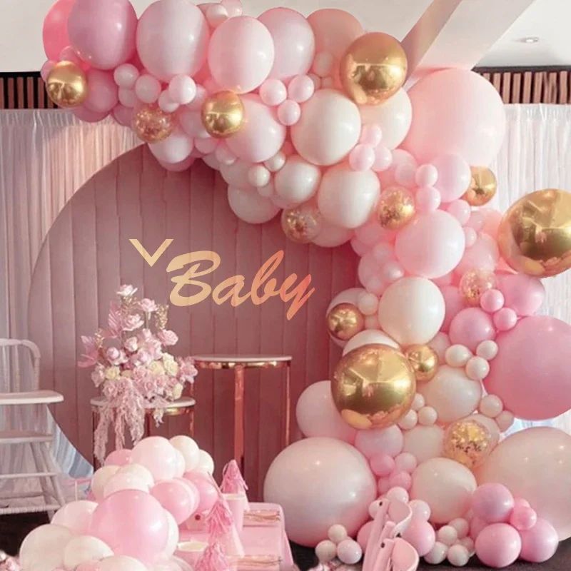 

Balloons Arch Set Pink White Gold And Confetti Balloon Garland Wedding Baby Baptism Shower Birthday Party Balloon Decoration