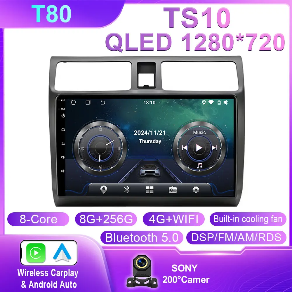 Android 14 Autoradio Voor Suzuki Swift 2003-2006 2007 2008 2009 2010 Multimedia Speler Stereo Carplay AUTO Head Unit WIFI 4G BT