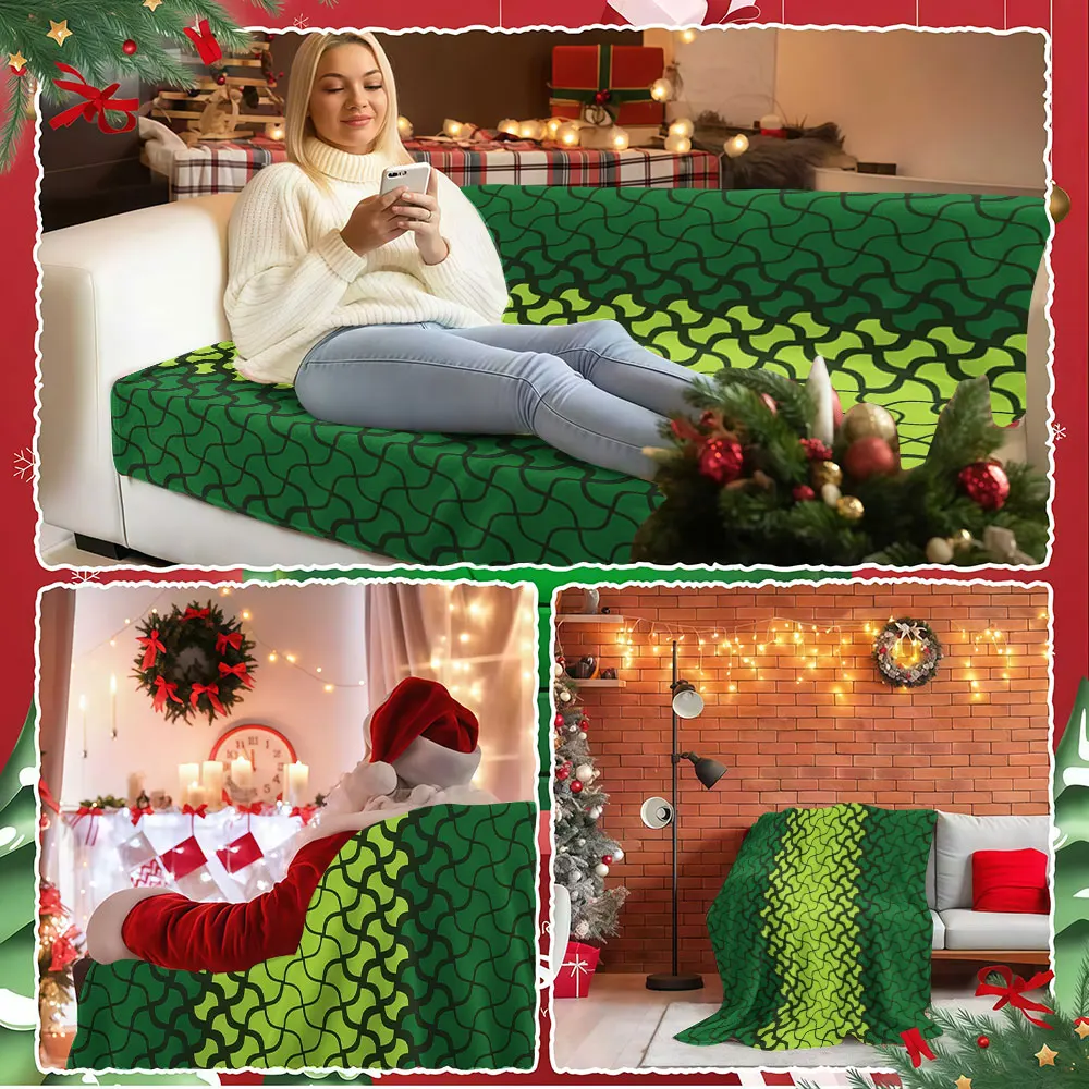 Gradient Green Snake Skin Winter Summer Flannel Blanket Throw Fleece Soft Fuzzy Plush Cozy Fleece Blankets for Sofa Ideal Gifts