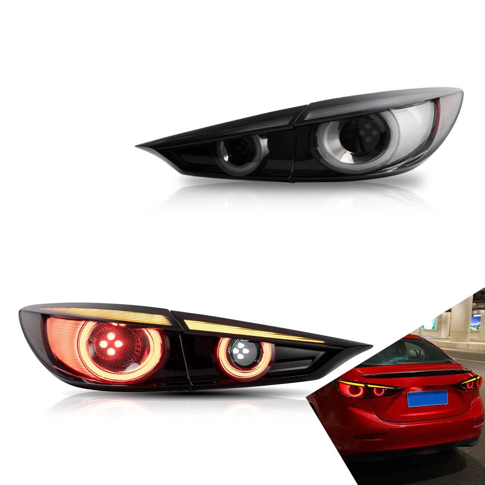 

LED Taillights For Mazda 3 AXELA 2014-2018 Smoked with Dynamicwith Turn Signal Reverse DRL Lights Car Accessories