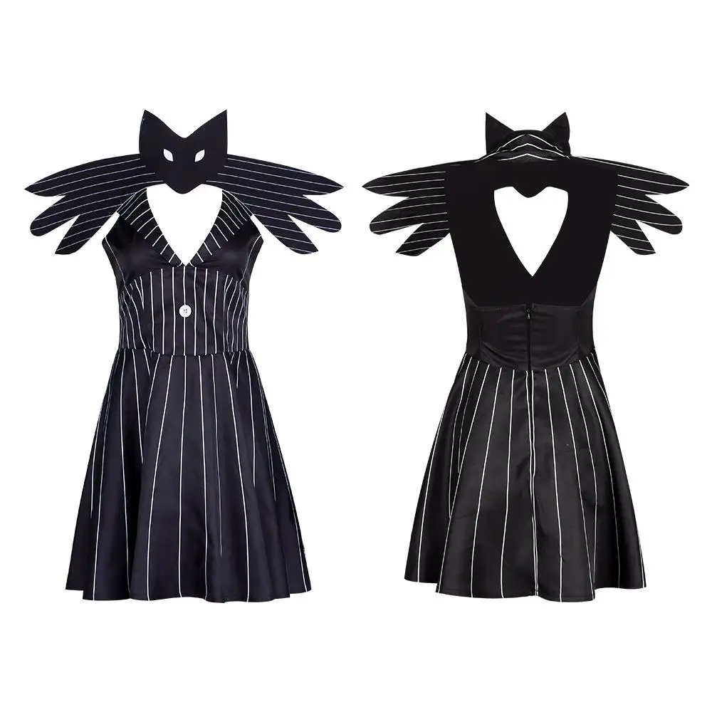 زي أداء مرحلة الهالوين هيكل عظمي جا كوسبلاي دكتور سيسا ليلة رعب S ملابس نسائية تقليدية عرقية #4