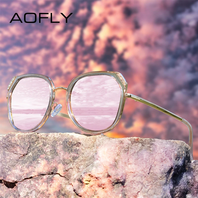 AOFLY Polarized Sunglasses Women Fashion Square Ladies Luxury Brand Trending Oversized Retro Sunglasses Female UV400 Protection