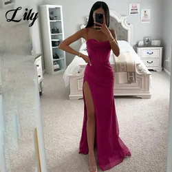 Lily Purple Evening Gown Trumpet Sexy Elegant Prom Dress Pleat Spaghetti Strap Sweetheart Wedding Evening Dress robes de soirée