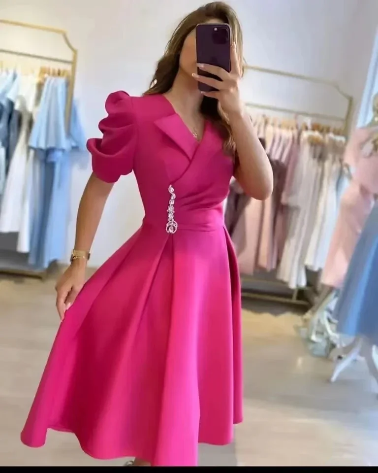 Msikoods-Elegant Prom Dresses for Women, Cocktail Dress, Short Sleeves, Wedding Party, Dinner Formal Occasion Gowns, Gala Outfit