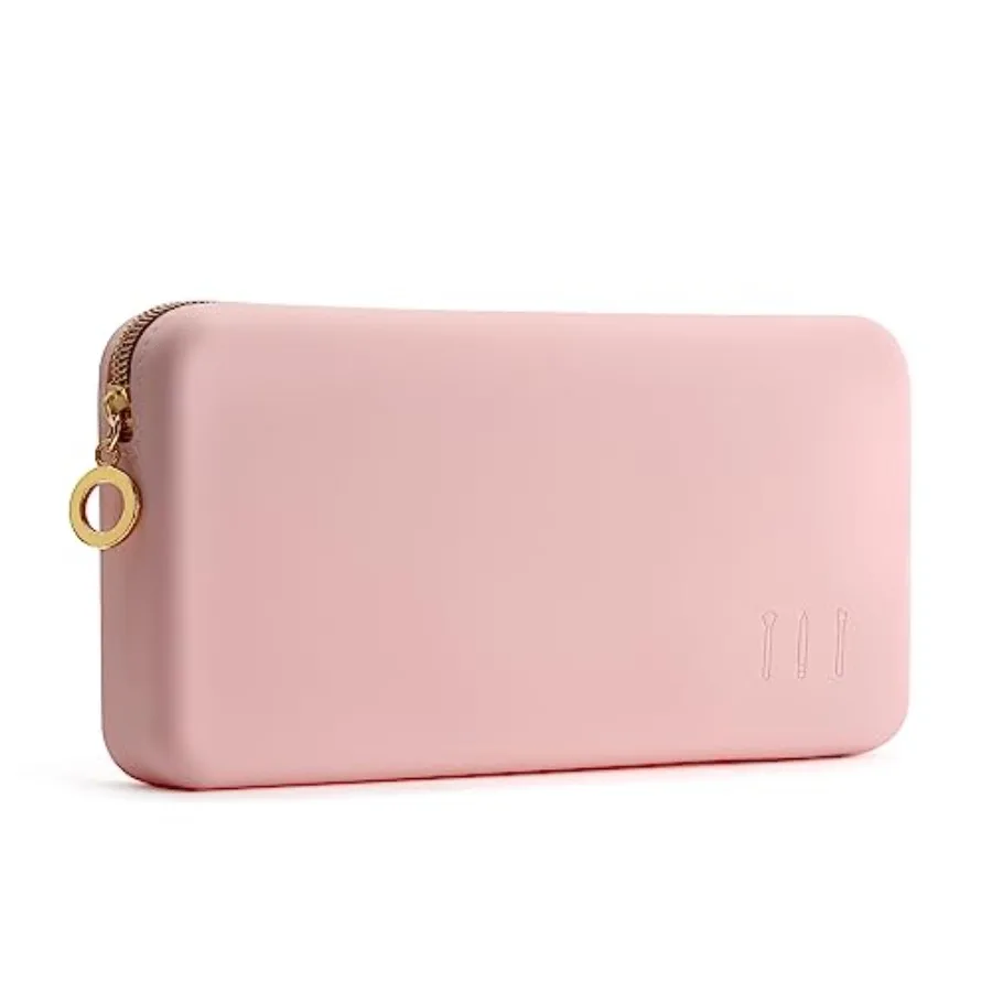 

Zipper Makeup Brushes Bag For Travel, Large Silicone Makeup Brush Holder, Make Up Brushes Pouch Case for Makeup Tools - Pink