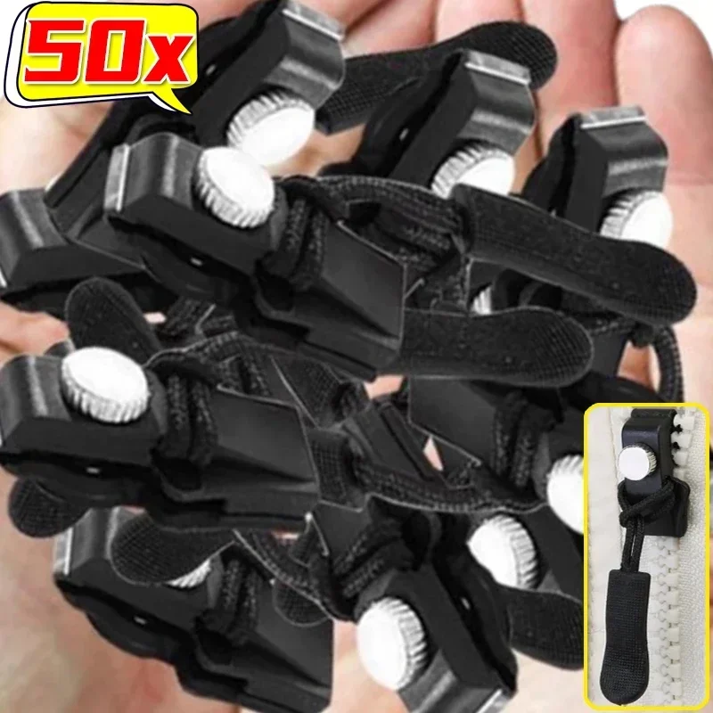 1-50PCS Universal Zipper Puller Instant Detachable Zipper Head Repair Kits Jacket Bags Coat Zipper Slider Pulls Sewing Tools