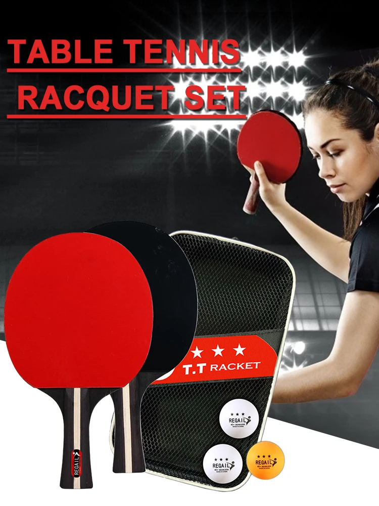 Ping Pong Racket 2 Rackets & 3 Balls Ping Pong Paddles Set Professional 2 Player Ping Pong Set with Bag for Advanced Training