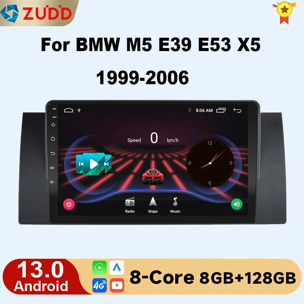 2din Android 13 Car radio for BMW 5 E39 E53 X5 1995-2003 2004 2005 2006 Multimedia Video player 4G DSP Carplay GPS Navi Stereo