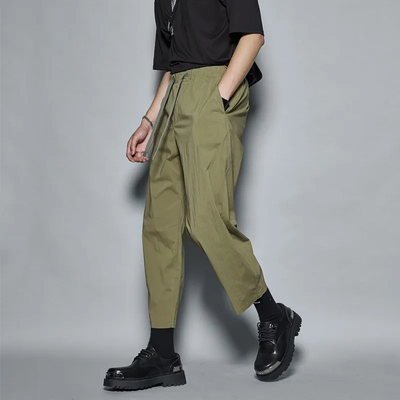 

Высококачественные модные ретро-брюки в японском стиле, черные рабочие брюки для мужчин, повседневные функциональные брюки-кюлоты, брюки длиной 7/8
