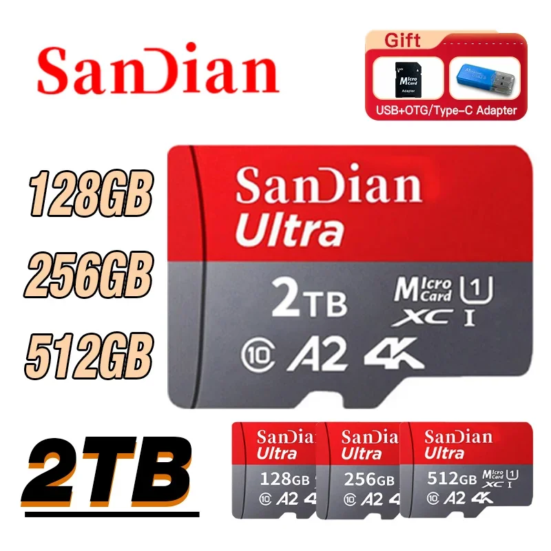 Высокоскоростная карта Micro TF SD на 512 ГБ, 128 ГБ, 256 ГБ, 1 ТБ, TF флэш-карта памяти, карта записи вождения, sd-камера, 64 ГБ, флэш-карта 100% оригинал