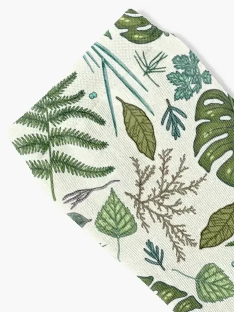 Green leaves pattern Socks funny gift cotton Soccer retro Socks Man Women's